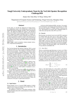 Tongji University Undergraduate Team for the VoxCeleb Speaker
  Recognition Challenge2020