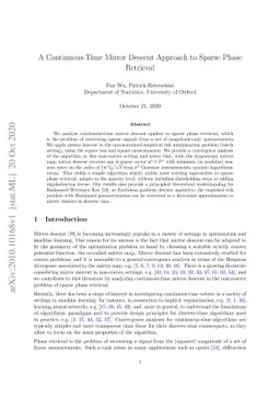 A Continuous-Time Mirror Descent Approach to Sparse Phase Retrieval