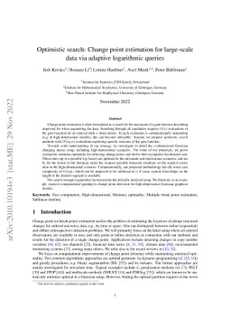 Optimistic search: Change point estimation for large-scale data via
  adaptive logarithmic queries