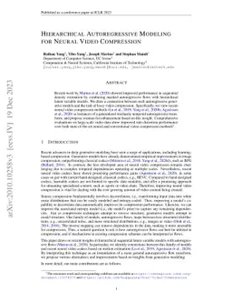 Hierarchical Autoregressive Modeling for Neural Video Compression
