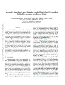 Automotive Radar Interference Mitigation with Unfolded Robust PCA based
  on Residual Overcomplete Auto-Encoder Blocks