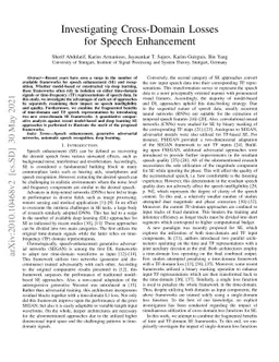 Investigating Cross-Domain Losses for Speech Enhancement