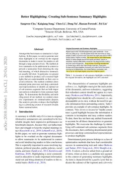 Better Highlighting: Creating Sub-Sentence Summary Highlights