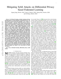 Mitigating Sybil Attacks on Differential Privacy based Federated
  Learning