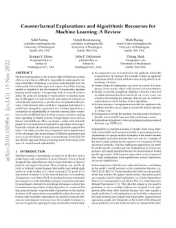 Counterfactual Explanations and Algorithmic Recourses for Machine
  Learning: A Review
