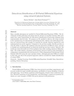 Data-driven Identification of 2D Partial Differential Equations using
  extracted physical features