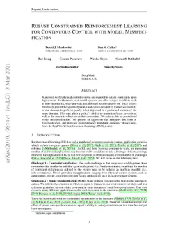 Robust Constrained Reinforcement Learning for Continuous Control with
  Model Misspecification