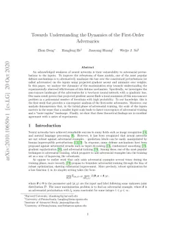 Towards Understanding the Dynamics of the First-Order Adversaries