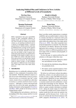 Analyzing Political Bias and Unfairness in News Articles at Different
  Levels of Granularity