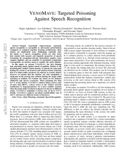 VenoMave: Targeted Poisoning Against Speech Recognition