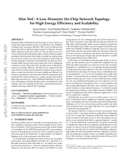 Slim NoC: A Low-Diameter On-Chip Network Topology for High Energy
  Efficiency and Scalability