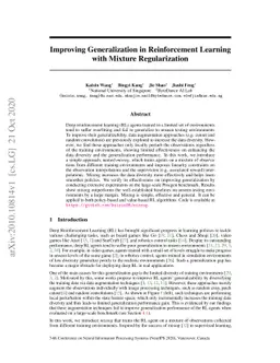 Improving Generalization in Reinforcement Learning with Mixture
  Regularization
