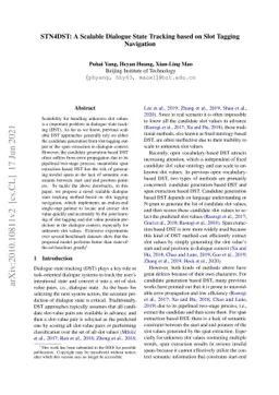 STN4DST: A Scalable Dialogue State Tracking based on Slot Tagging
  Navigation