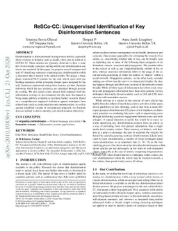 ReSCo-CC: Unsupervised Identification of Key Disinformation Sentences