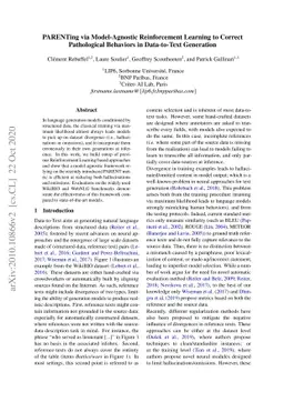 PARENTing via Model-Agnostic Reinforcement Learning to Correct
  Pathological Behaviors in Data-to-Text Generation