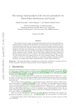 The entropy based goodness of fit tests for generalized von Mises-Fisher
  distributions and beyond