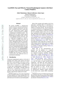 LemMED: Fast and Effective Neural Morphological Analysis with Short
  Context Windows