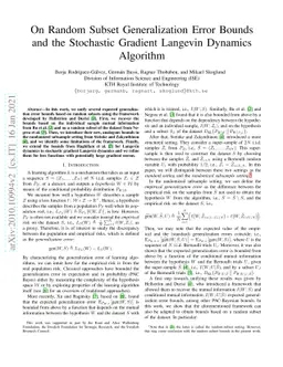 On Random Subset Generalization Error Bounds and the Stochastic Gradient
  Langevin Dynamics Algorithm