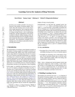 Learning Curves for Analysis of Deep Networks