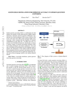 Knowledge Distillation for Improved Accuracy in Spoken Question
  Answering