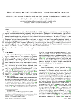 Privacy Preserving Set-Based Estimation Using Partially Homomorphic
  Encryption