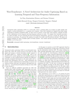 WaveTransformer: A Novel Architecture for Audio Captioning Based on
  Learning Temporal and Time-Frequency Information