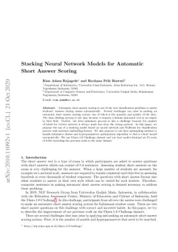 Stacking Neural Network Models for Automatic Short Answer Scoring