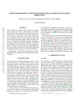 Sentence Boundary Augmentation For Neural Machine Translation Robustness