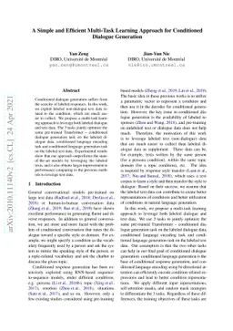 A Simple and Efficient Multi-Task Learning Approach for Conditioned
  Dialogue Generation