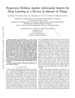 Progressive Defense Against Adversarial Attacks for Deep Learning as a
  Service in Internet of Things