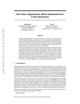 How Data Augmentation affects Optimization for Linear Regression
