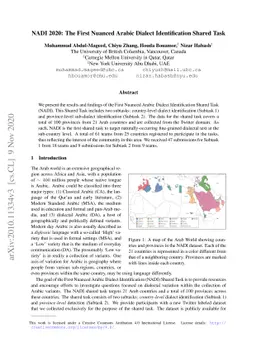 NADI 2020: The First Nuanced Arabic Dialect Identification Shared Task