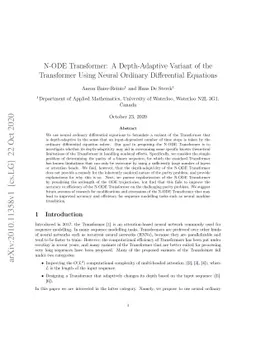 N-ODE Transformer: A Depth-Adaptive Variant of the Transformer Using
  Neural Ordinary Differential Equations