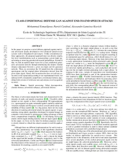 Class-Conditional Defense GAN Against End-to-End Speech Attacks