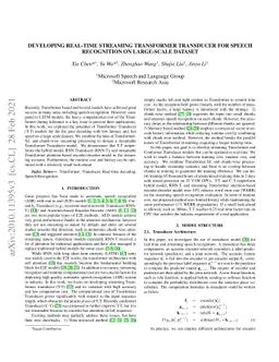 Developing Real-time Streaming Transformer Transducer for Speech
  Recognition on Large-scale Dataset