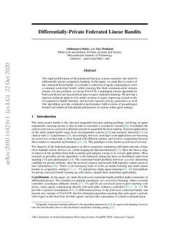 Differentially-Private Federated Linear Bandits