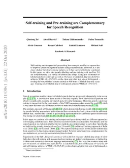 Self-training and Pre-training are Complementary for Speech Recognition