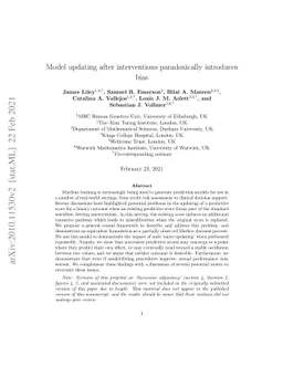 Model updating after interventions paradoxically introduces bias