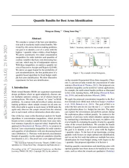 Quantile Bandits for Best Arms Identification