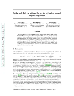 Spike and slab variational Bayes for high dimensional logistic
  regression
