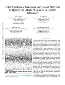 Using Conditional Generative Adversarial Networks to Reduce the Effects
  of Latency in Robotic Telesurgery