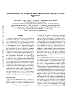 On Benchmarking Iris Recognition within a Head-mounted Display for AR/VR
  Application