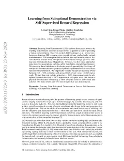 Learning from Suboptimal Demonstration via Self-Supervised Reward
  Regression