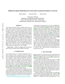 Improving BERT Performance for Aspect-Based Sentiment Analysis