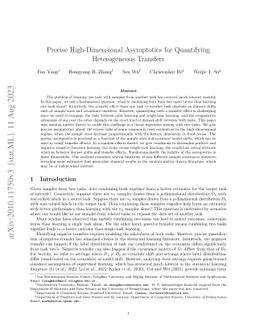 Precise High-Dimensional Asymptotics for Quantifying Heterogeneous Transfers
