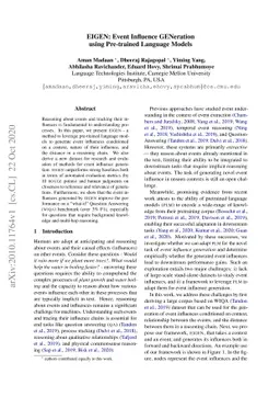 EIGEN: Event Influence GENeration using Pre-trained Language Models