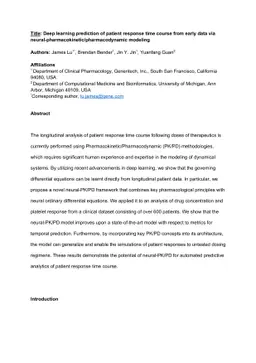 Deep learning prediction of patient response time course from early data
  via neural-pharmacokinetic/pharmacodynamic modeling