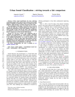 Urban Sound Classification : striving towards a fair comparison