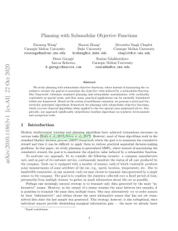 Planning with Submodular Objective Functions