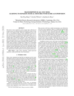 Transcription Is All You Need: Learning to Separate Musical Mixtures
  with Score as Supervision